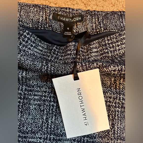 New Pencil Skirt pull on gray Houndstooth Plaid Stretch Size XL Jersey 41Hawthor - Picture 5 of 12